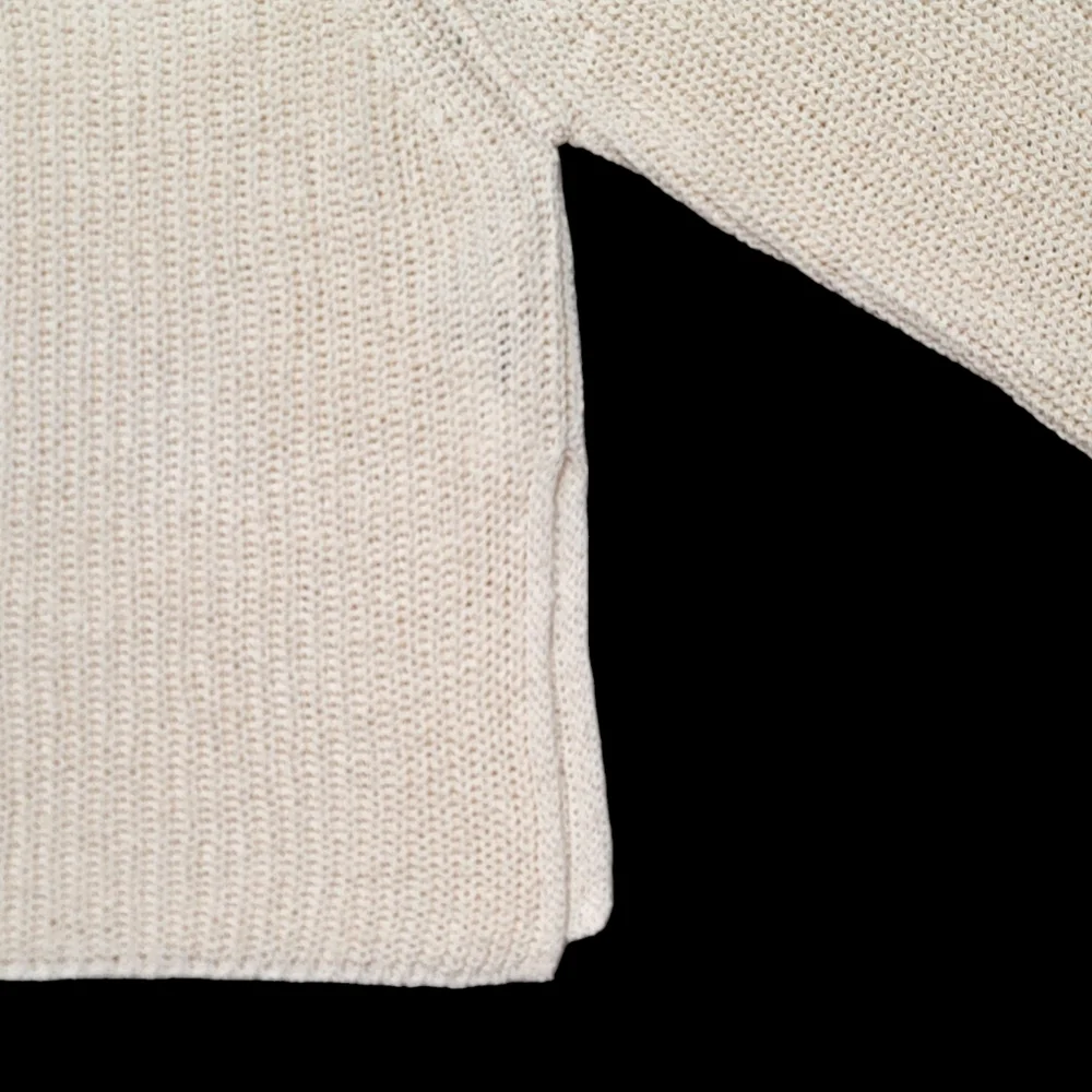Women's Sweater MASSIMO DUTTI Purl Knit Linen & Cotton, Color Ivory, Size XS - Picture 7 of 15
